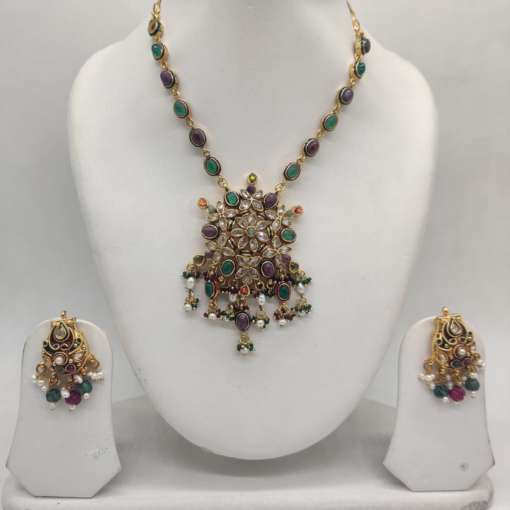 Regal Prism Multicolour CZ Necklace Set | SHOBITAM