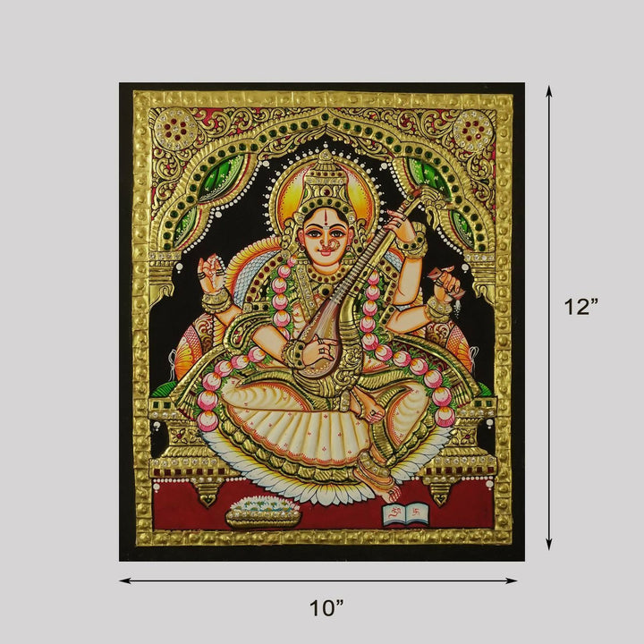 TANJORE PAINTING SARASWATHI 12*10 | SHOBITAM