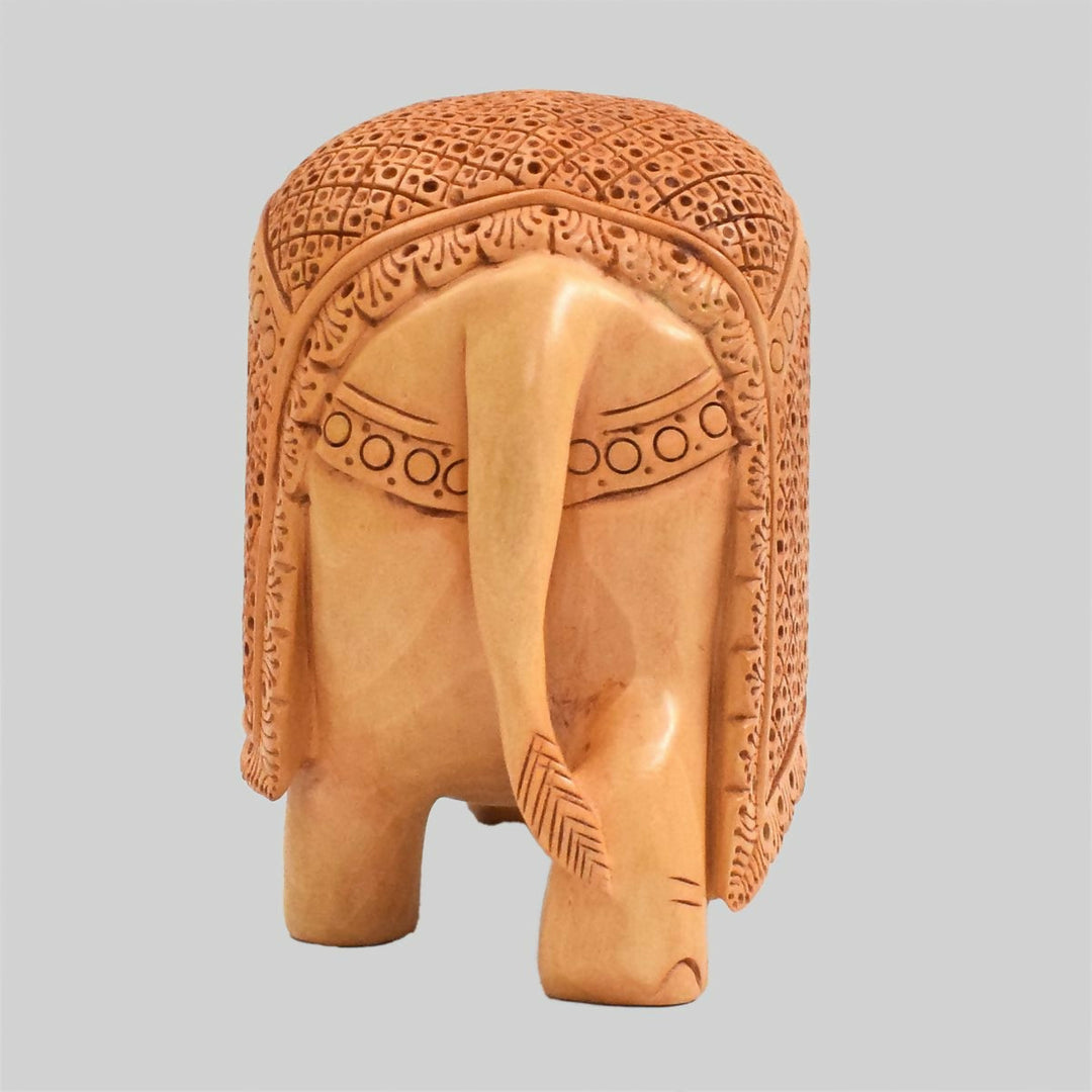 WHITE WOOD CARVING ELEPHANT 5*7*3 | SHOBITAM