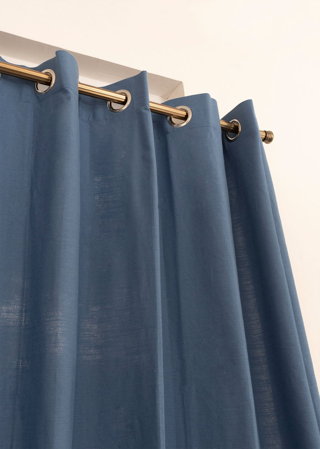 Solid Royal blue 100% cotton plain curtain for bedroom - Room darkening - Single Piece  | SHOBITAM