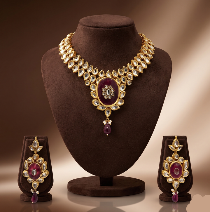 Royal Kundan Polki Necklace Set | SHOBITAM