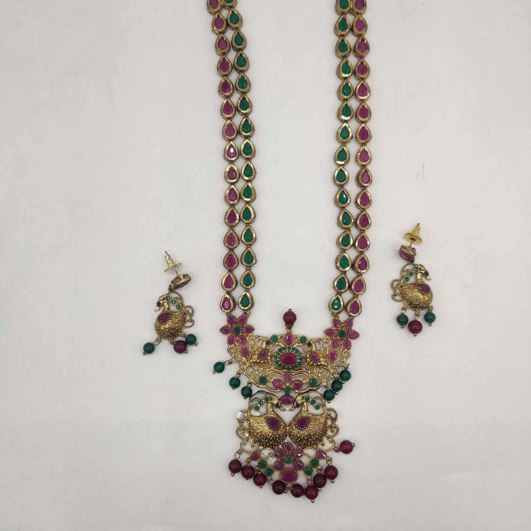 Royal Swan Multicolour CZ Necklace Set | SHOBITAM