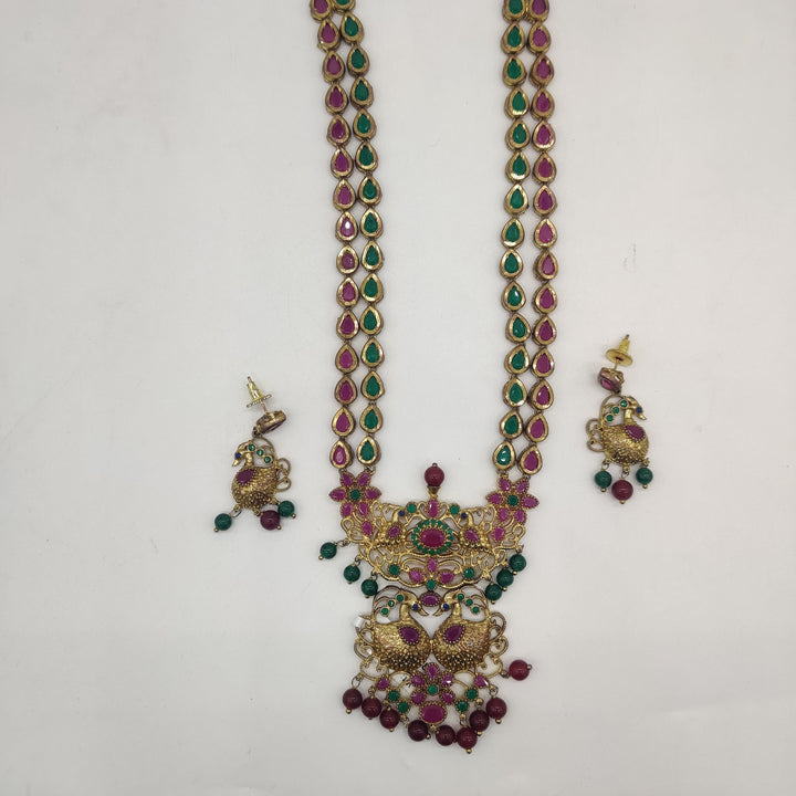 Royal Swan Multicolour CZ Necklace Set | SHOBITAM