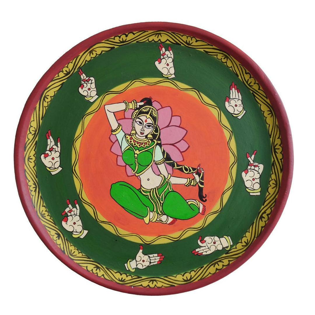 12" Wooden Bharatanatyam Mudra Cheriyal handpainted Wall hanging | SHOBITAM