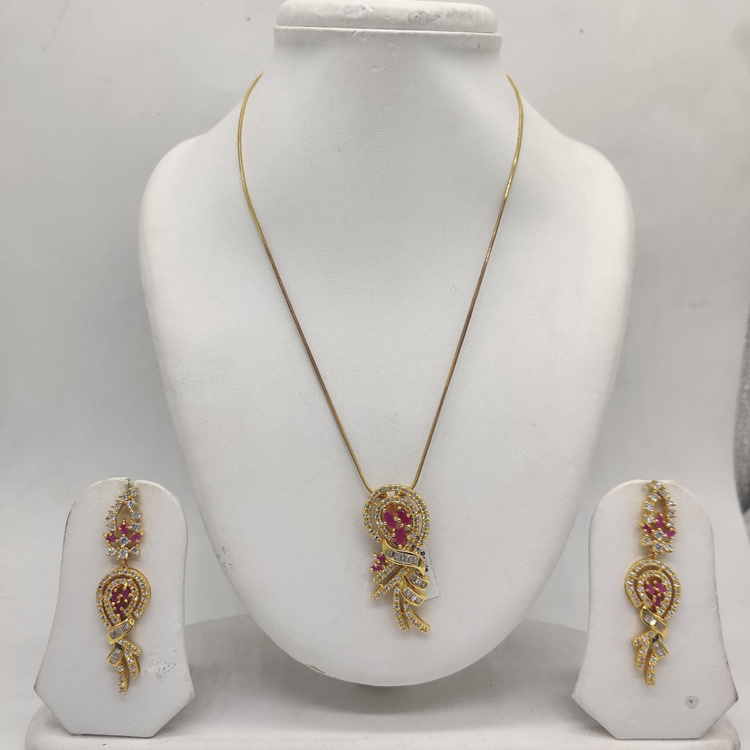 Ruby Bloom White & Red CZ Pendant Set | SHOBITAM