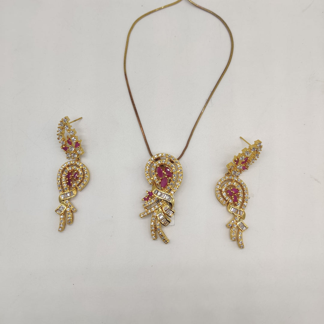 Ruby Bloom White & Red CZ Pendant Set | SHOBITAM