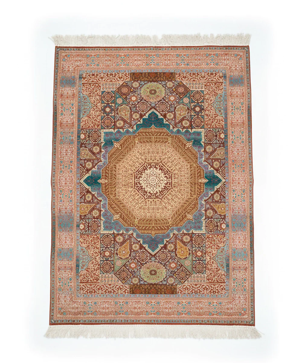 4x6 Feet Printed Rug | Orange Turq | Cotton | SHOBITAM