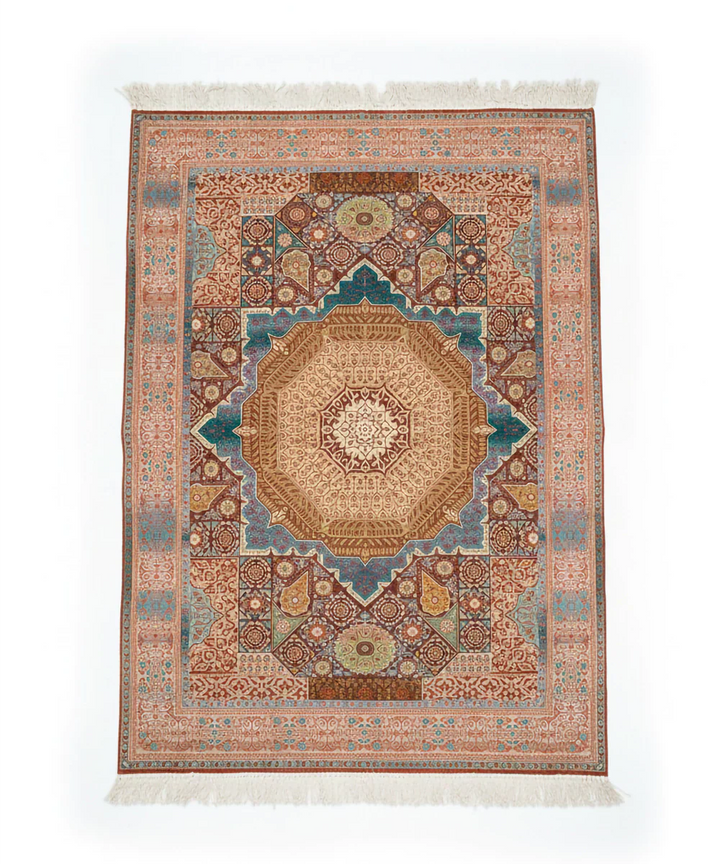 4x6 Feet Printed Rug | Orange Turq | Cotton | SHOBITAM