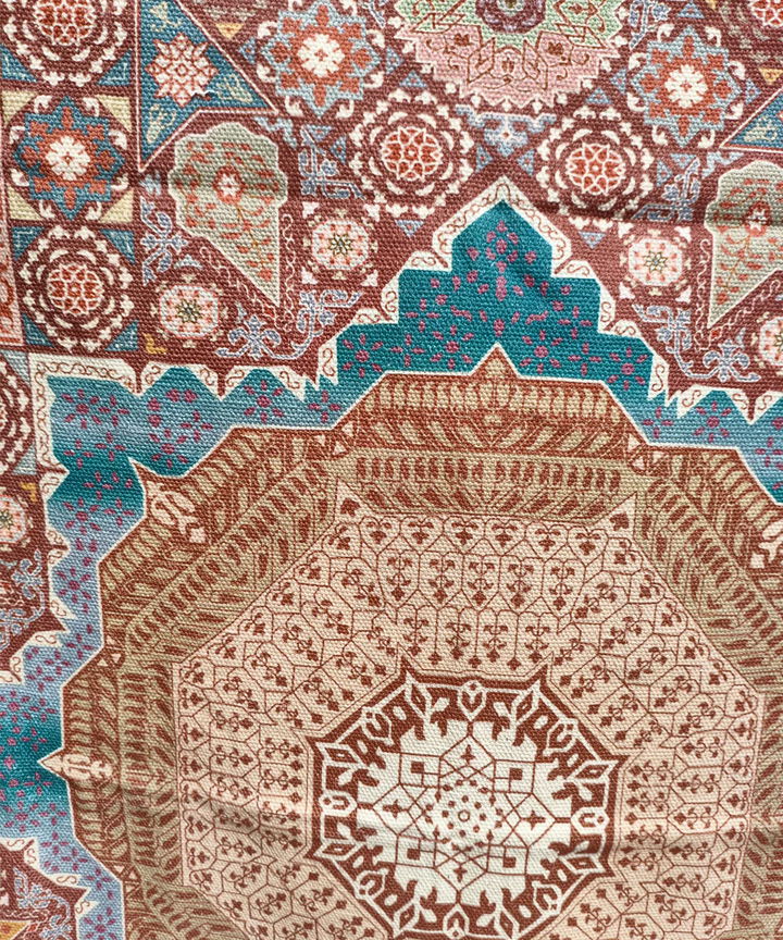 4x6 Feet Printed Rug | Orange Turq | Cotton | SHOBITAM