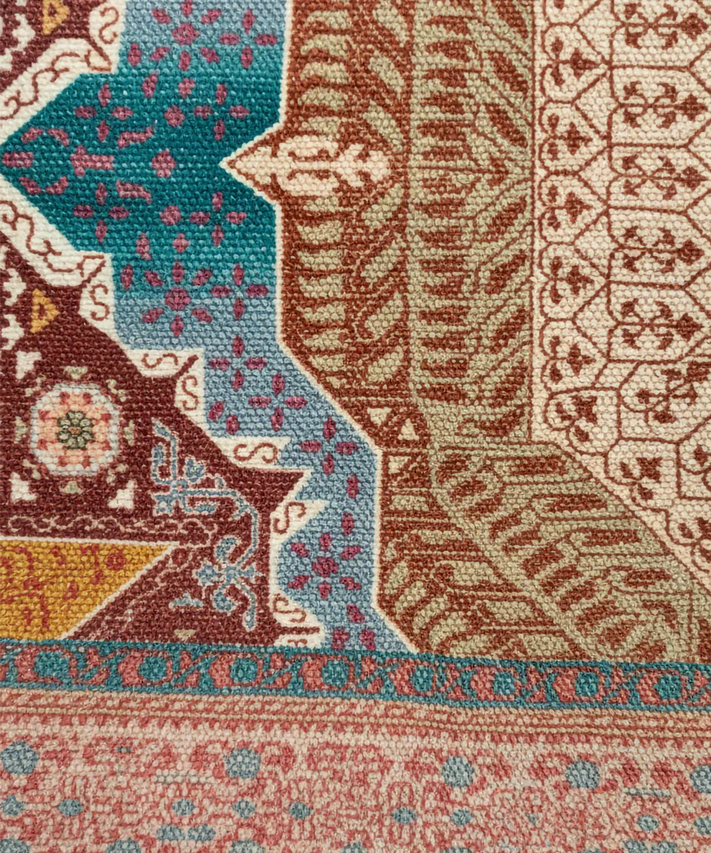 4x6 Feet Printed Rug | Orange Turq | Cotton | SHOBITAM
