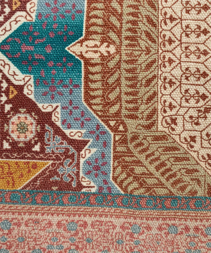 4x6 Feet Printed Rug | Orange Turq | Cotton | SHOBITAM