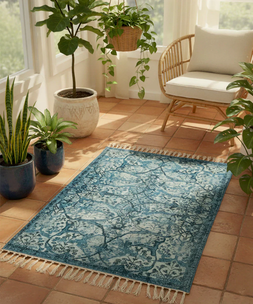 Midnight Sky 4x6 Feet Printed Rug | Blue | Cotton | SHOBITAM
