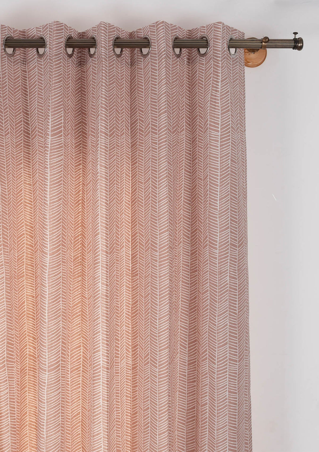 Rustle Mohogany Geometric Style 100% cotton curtain for Living Room and Bedroom - Room darkening - Rust - Single Piece | SHOBITAM