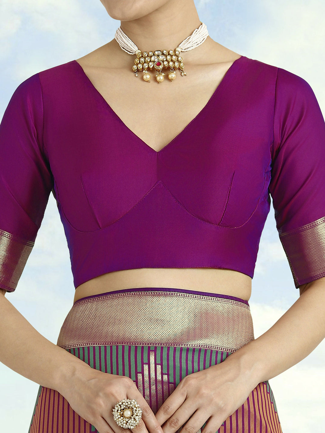 Multi Colour Banarasi Silk Zari Weaving Saree | SHOBITAM