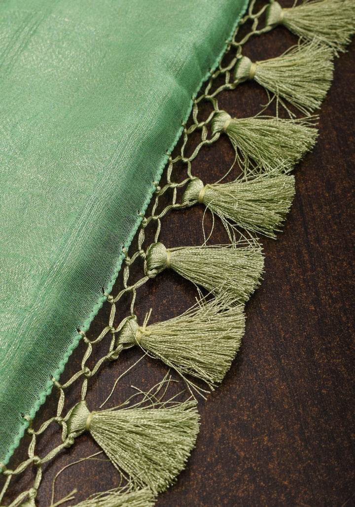 Banarasi Pure Silk Chiffon Saree in Green with Floral Digital Print and Zari | SILK MARK CERTIFIED