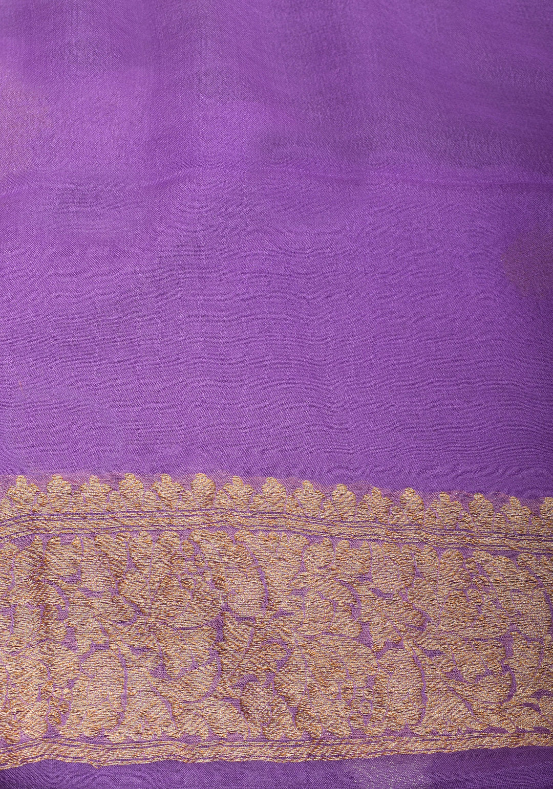 Lavender Pure Silk Chiffon Banarasi Saree with Sona Rupa Buttas and Floral Zari Borders | SILK MARK CERTIFIED