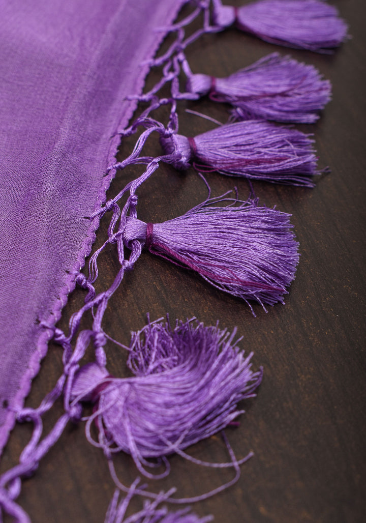 Lavender Pure Silk Chiffon Banarasi Saree with Sona Rupa Buttas and Floral Zari Borders | SILK MARK CERTIFIED