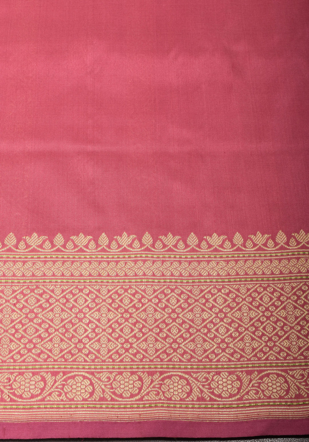 Kadhuwa Weave Carnation Pink Pure Silk Saree with Zari stripes and Sona Rupa Paisley Buttas | SILK MARK CERTIFIED