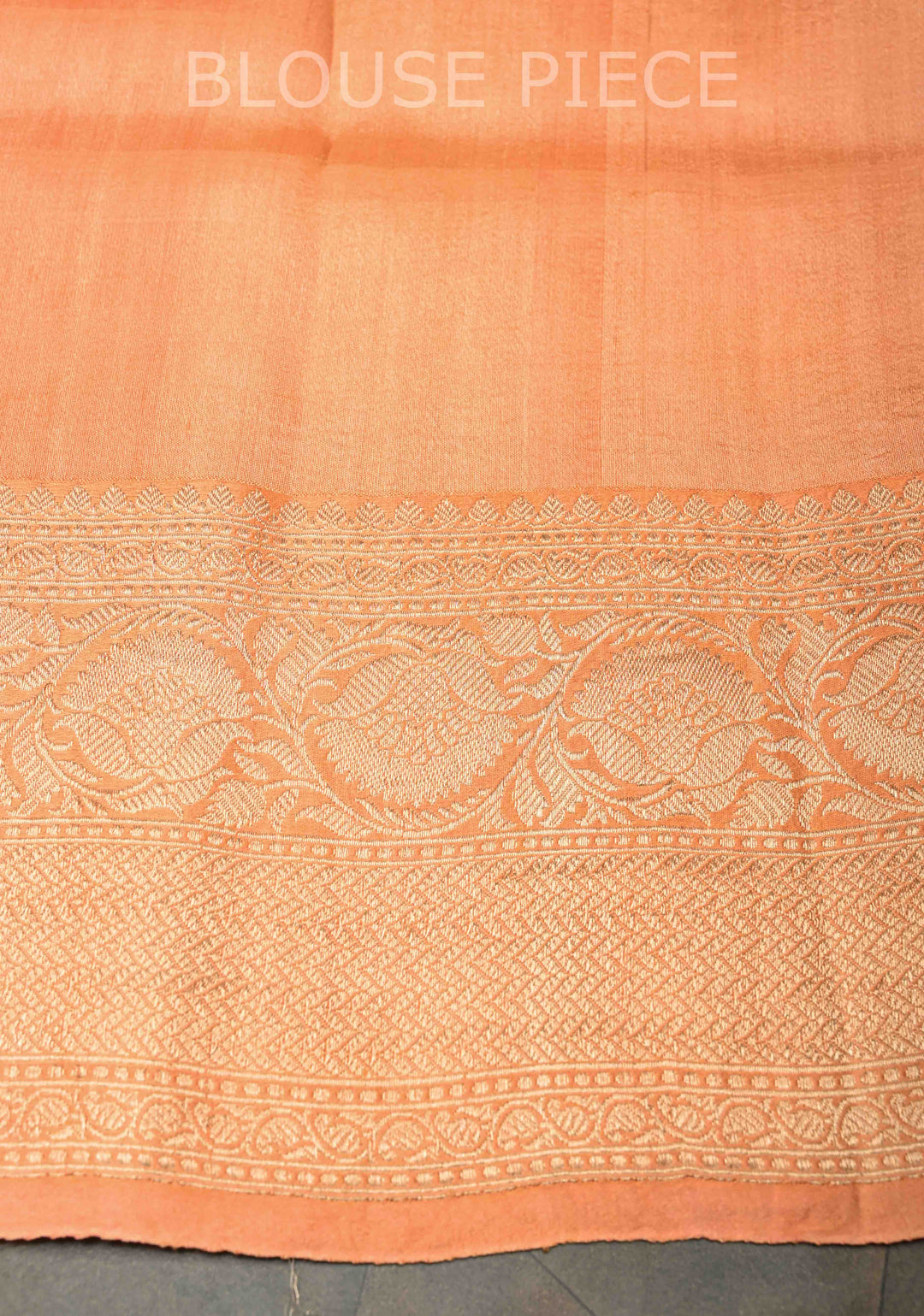 Checks Pure BanarasiKora by  Tussar Silk Saree in Light Orange with Zari Buttas and Zari Border | SILK MARK CERTIFIED