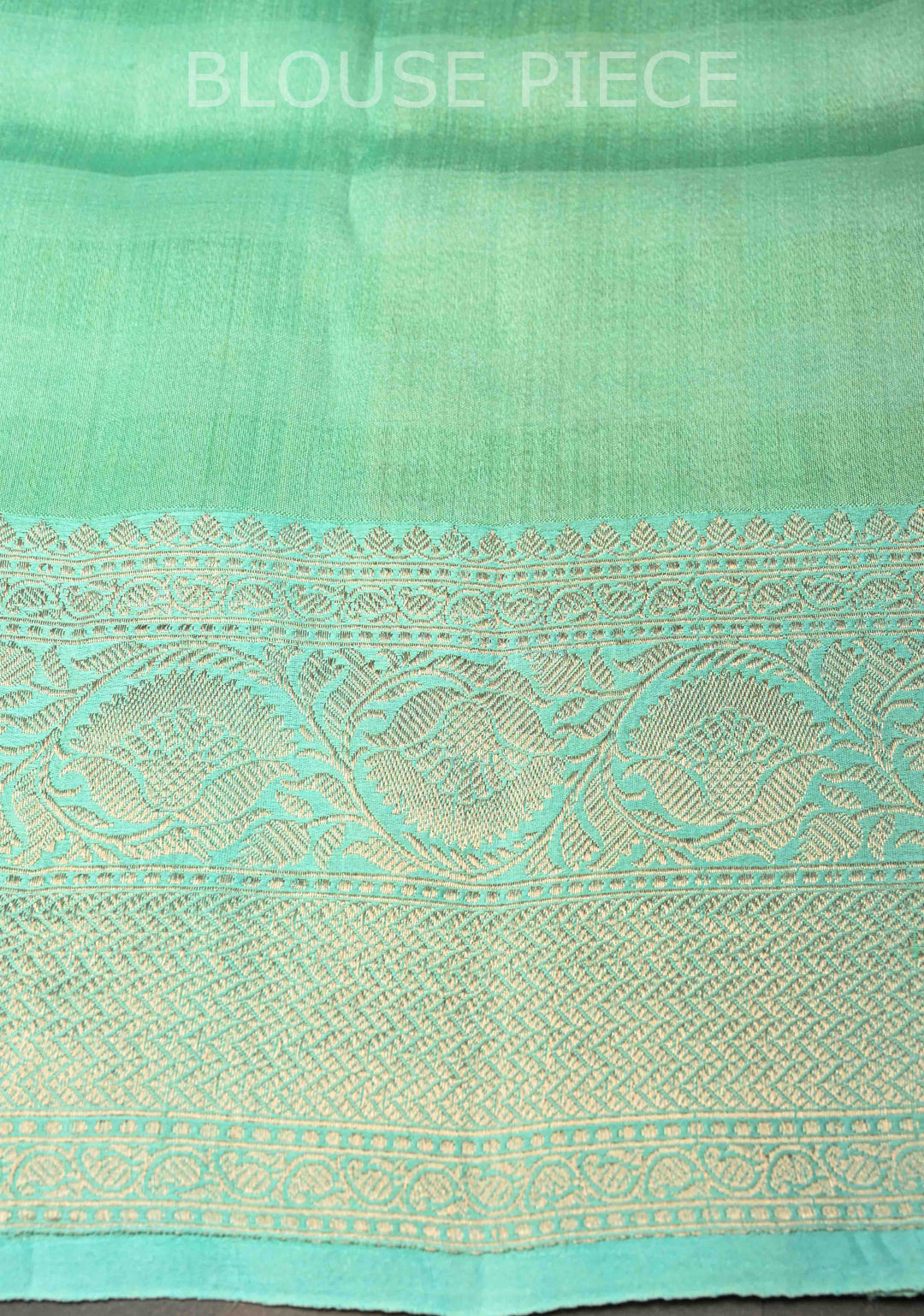 Checks Pure Banarasi Tussar Silk Saree in Turquoise with Zari Buttas and Zari Border | SILK MARK CERTIFIED