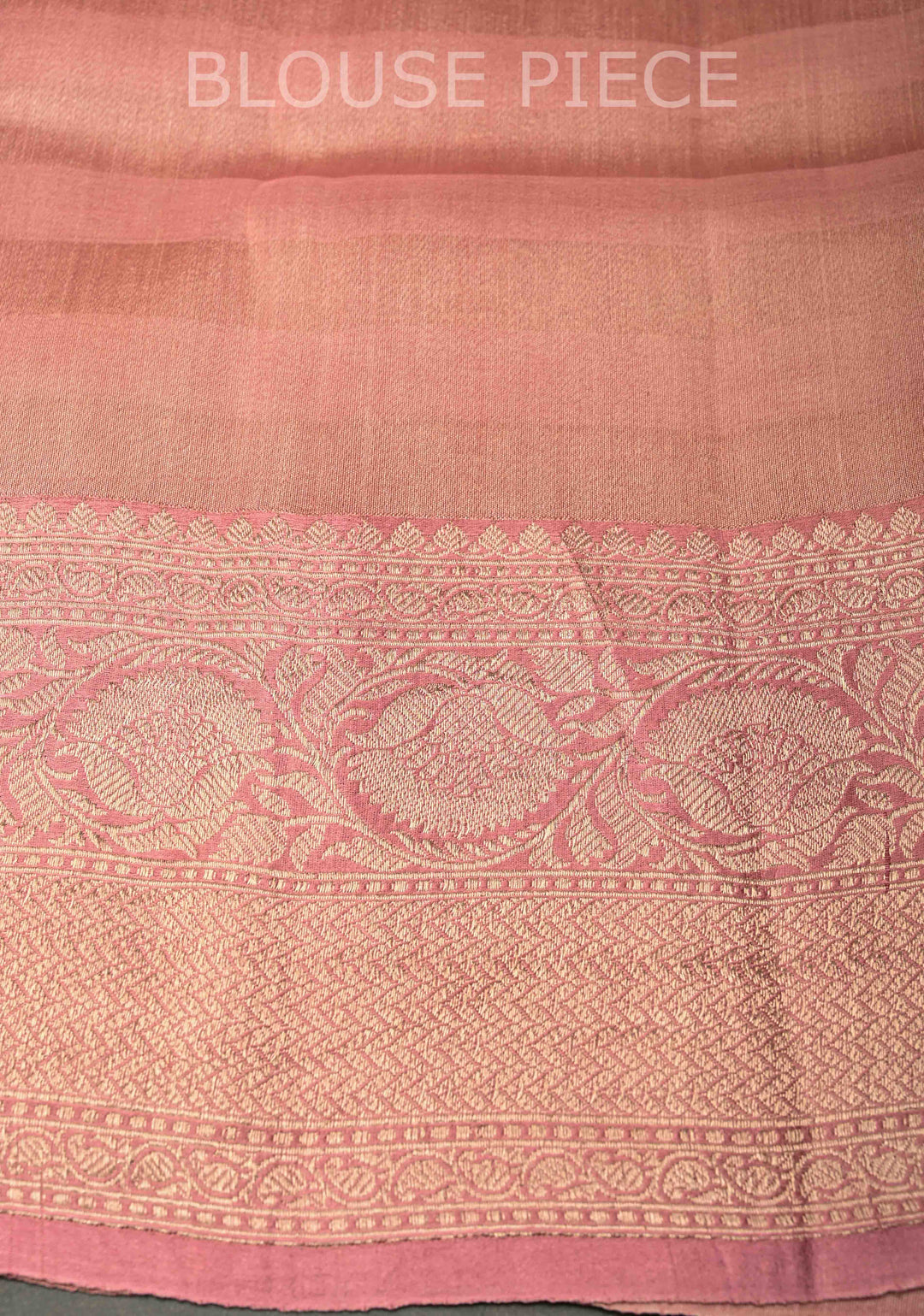 Checks Pure Banarasi Kora by Tussar Silk Saree in Mute Pink with Zari Buttas and Zari Border | SILK MARK CERTIFIED