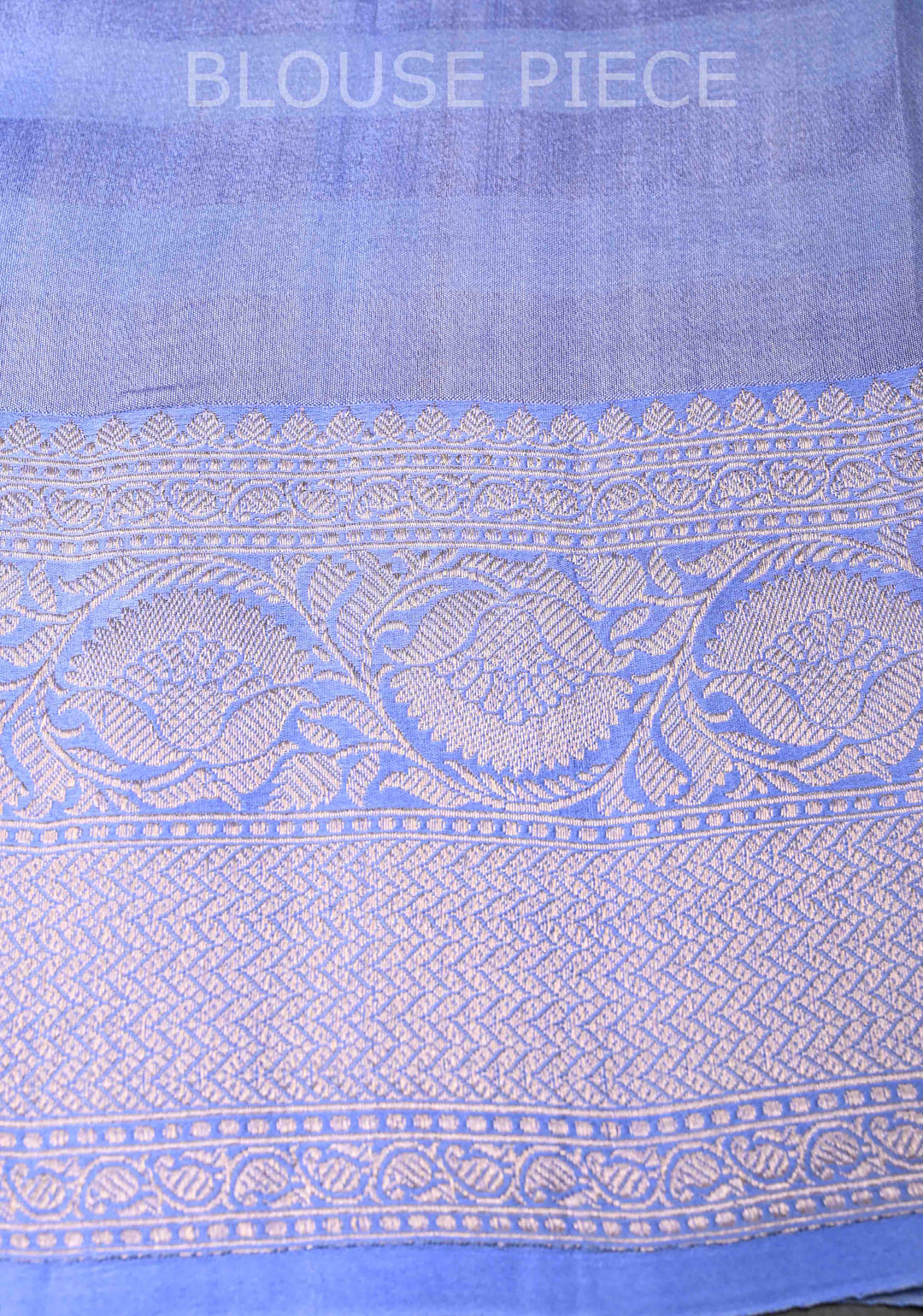 Carolina Blue Checks Pure Banarasi Kora by Tussar Silk Saree with Zari Buttas and Zari Border | SILK MARK CERTIFIED