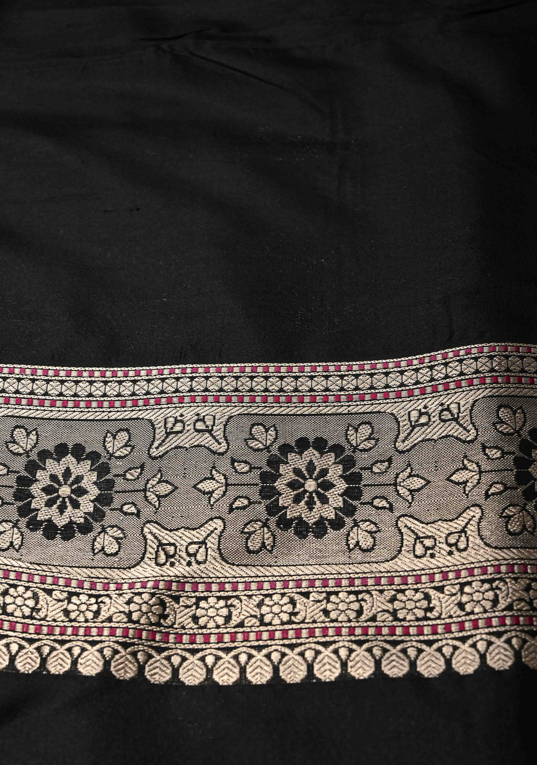Black  Banarasi Katan Silk Saree with Copper-Silver Brocade and Zari Border| SILK MARK CERTIFIED | SHOBITAM