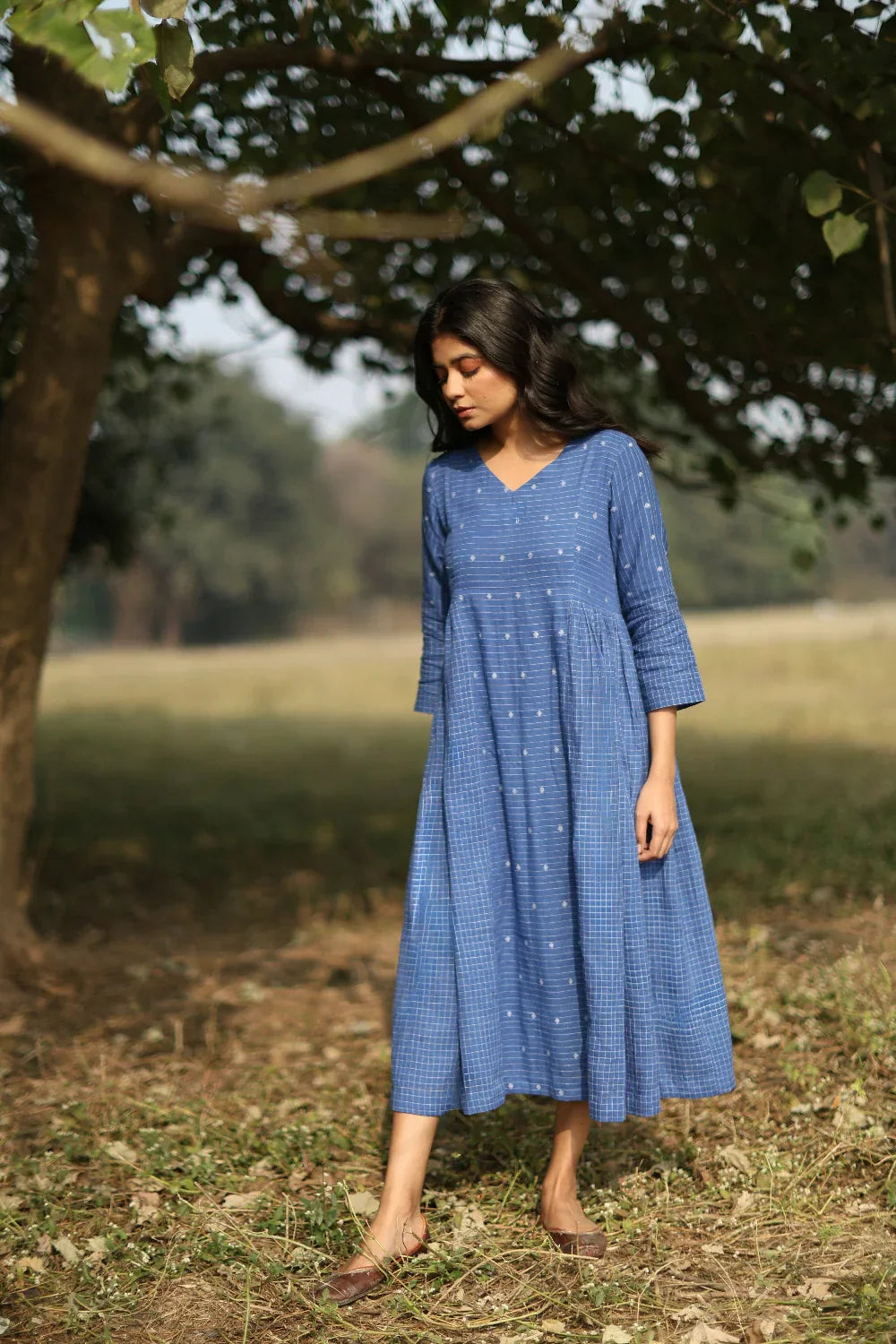 Ocean Jamdani Dress | SHOBITAM
