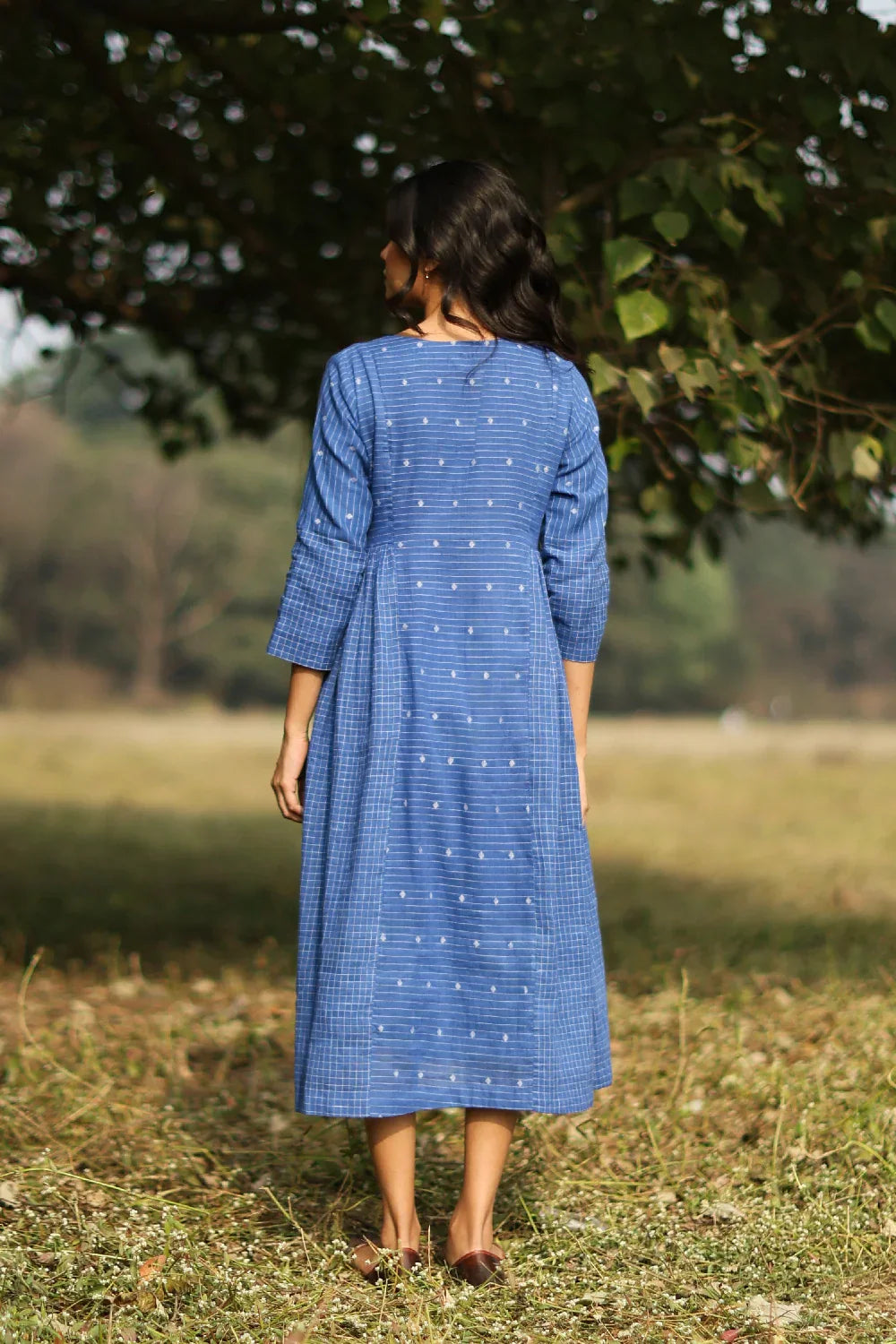 Ocean Jamdani Dress | SHOBITAM