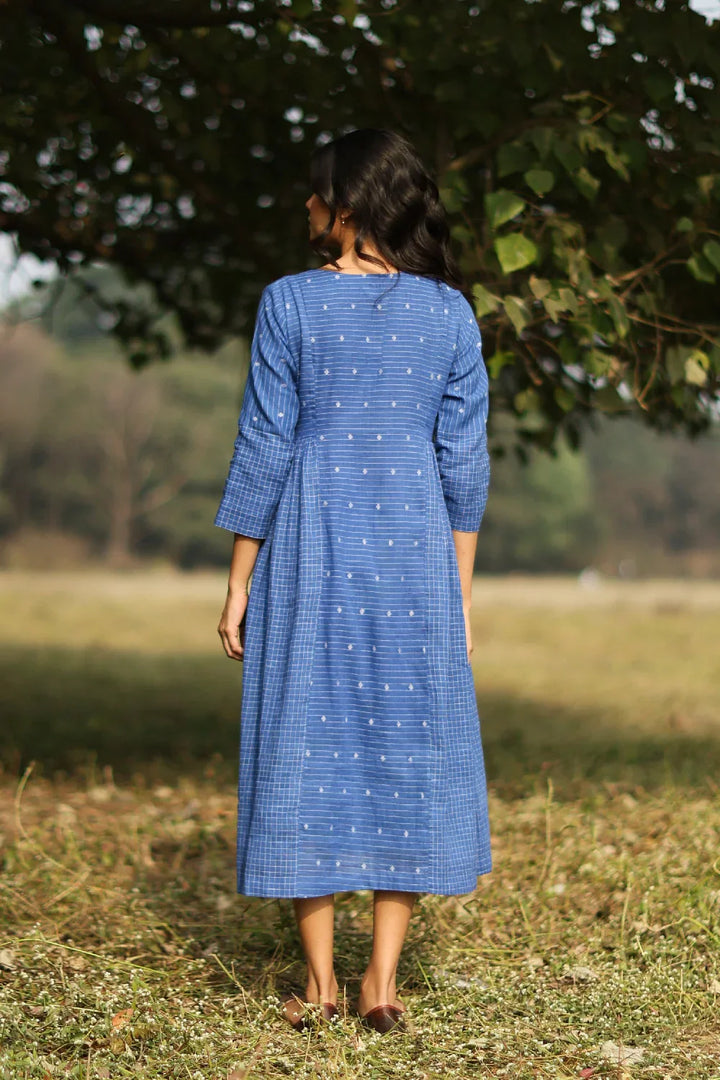 Ocean Jamdani Dress | SHOBITAM