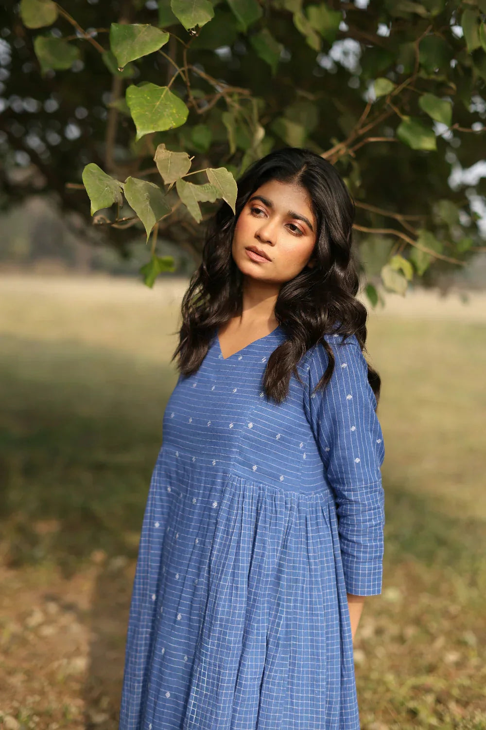 Ocean Jamdani Dress | SHOBITAM