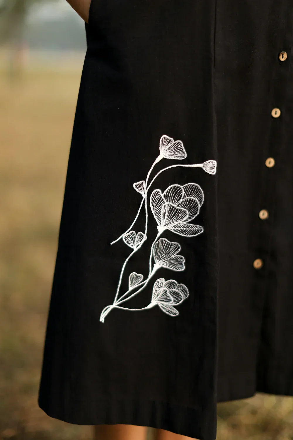 Elysia Black Cotton Dress | SHOBITAM