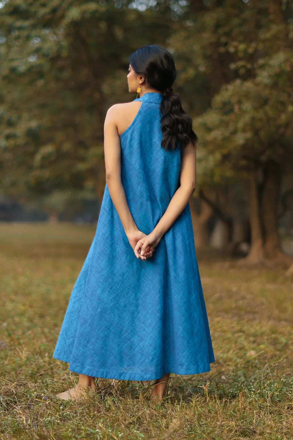 Aquina Blue Cotton Dress | SHOBITAM