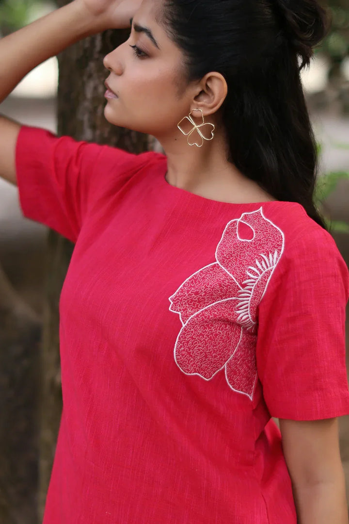 Blush Pink Cotton Dress | SHOBITAM