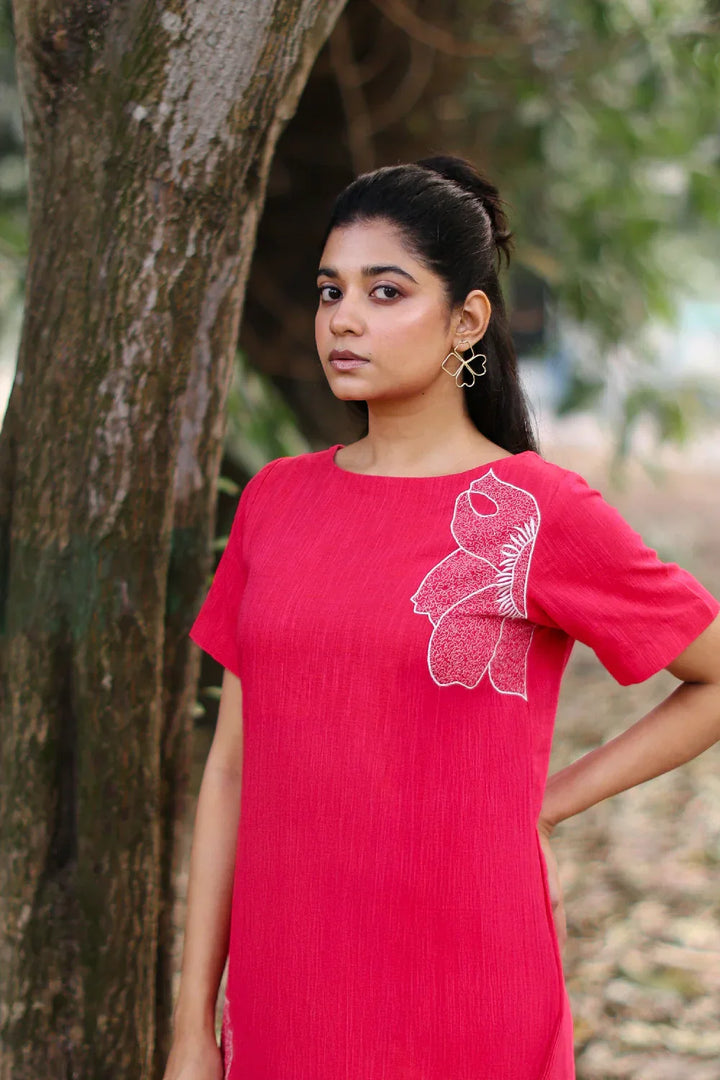Blush Pink Cotton Dress | SHOBITAM