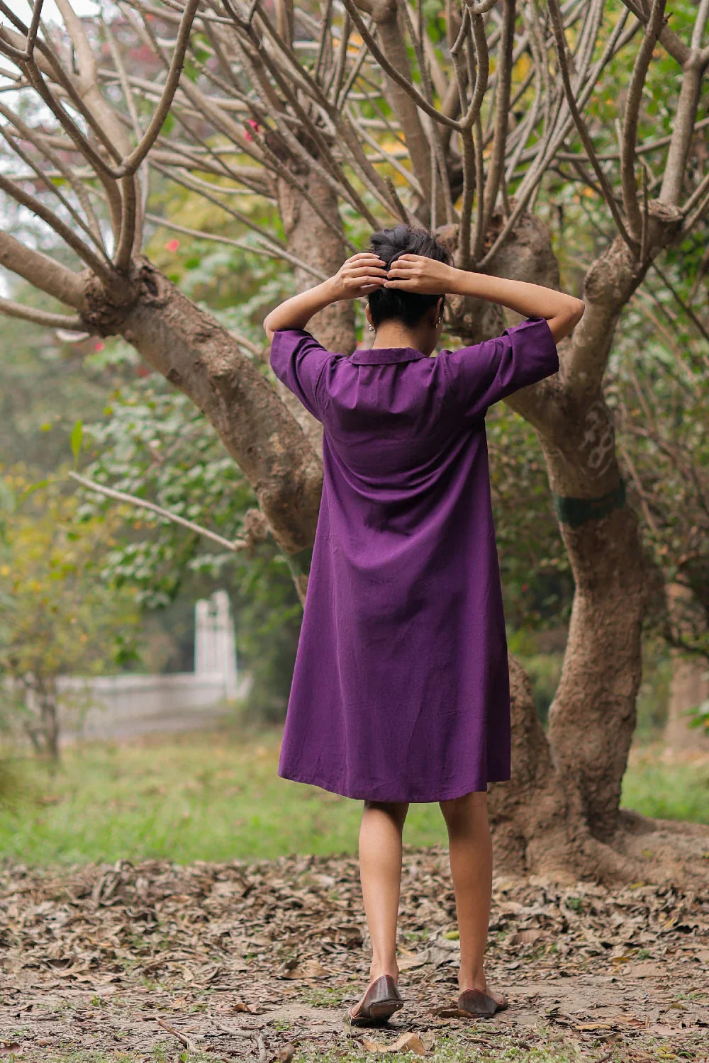 Plum Cotton Butterfly Dress | SHOBITAM