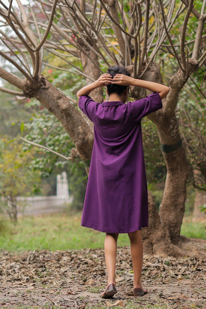 Plum Cotton Butterfly Dress | SHOBITAM