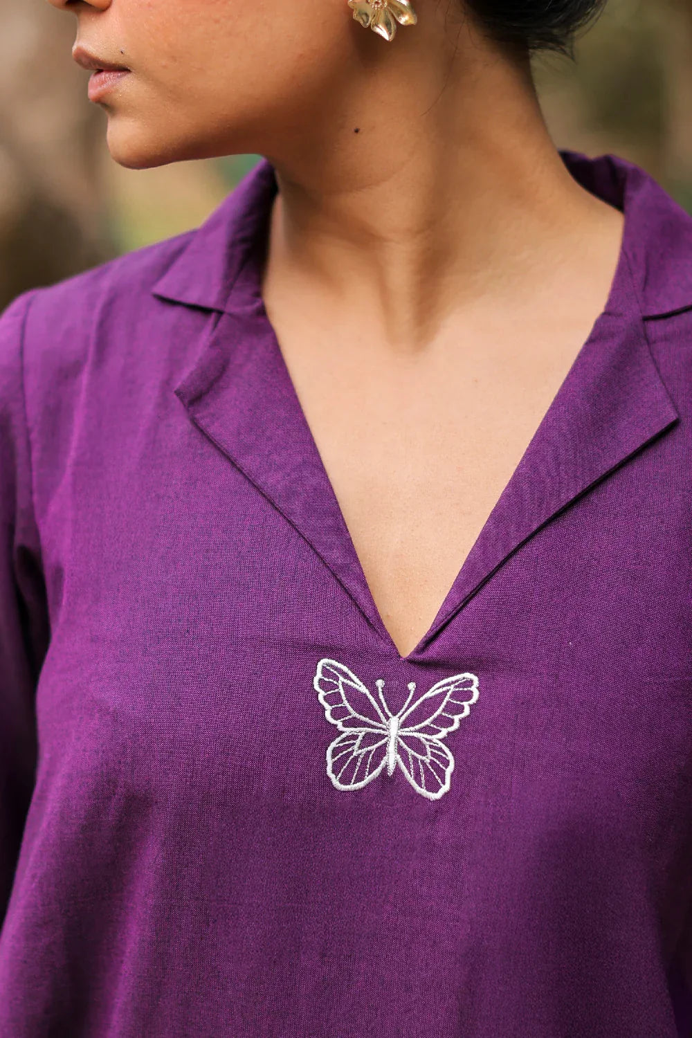 Plum Cotton Butterfly Dress | SHOBITAM