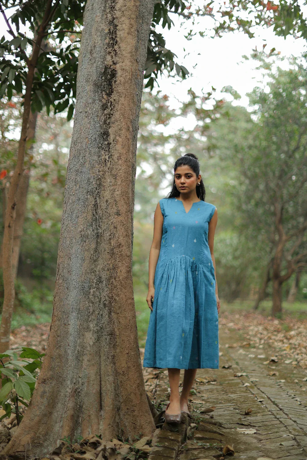 Fern Green Jamdani Dress | SHOBITAM