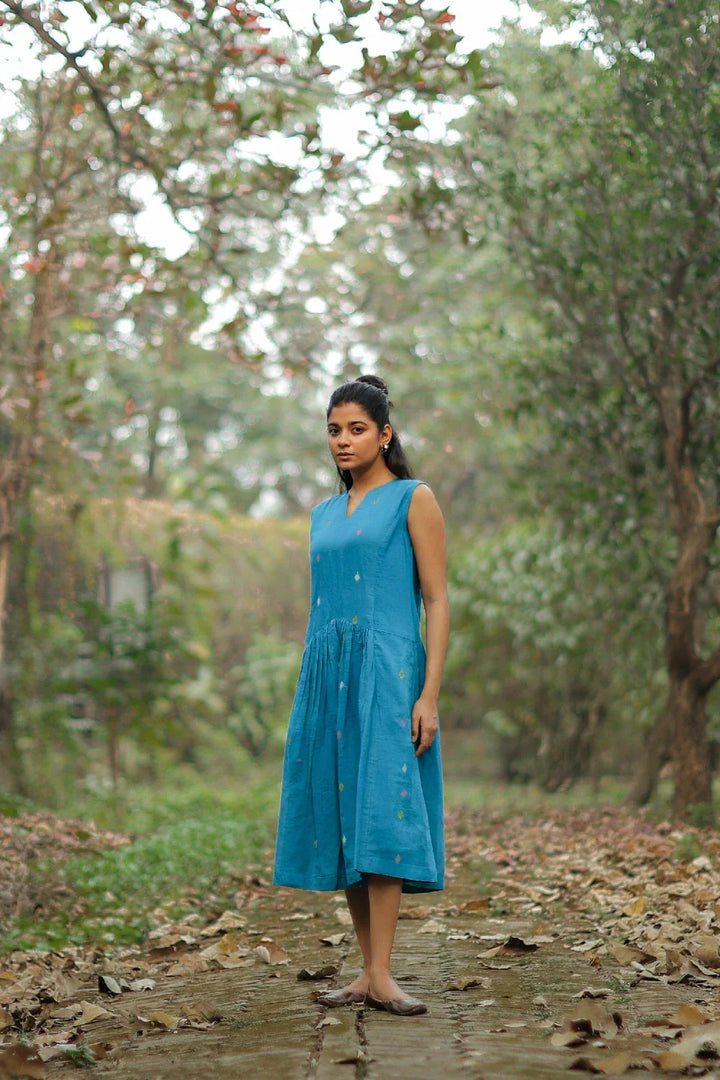 Fern Green Jamdani Dress | SHOBITAM