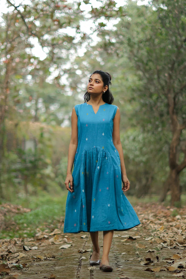 Fern Green Jamdani Dress | SHOBITAM