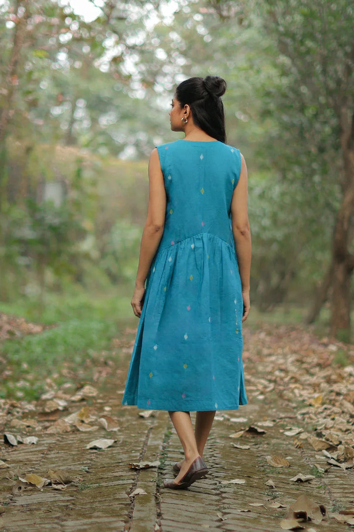 Fern Green Jamdani Dress | SHOBITAM