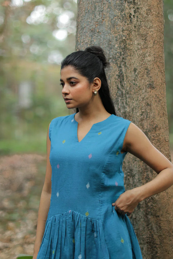 Fern Green Jamdani Dress | SHOBITAM