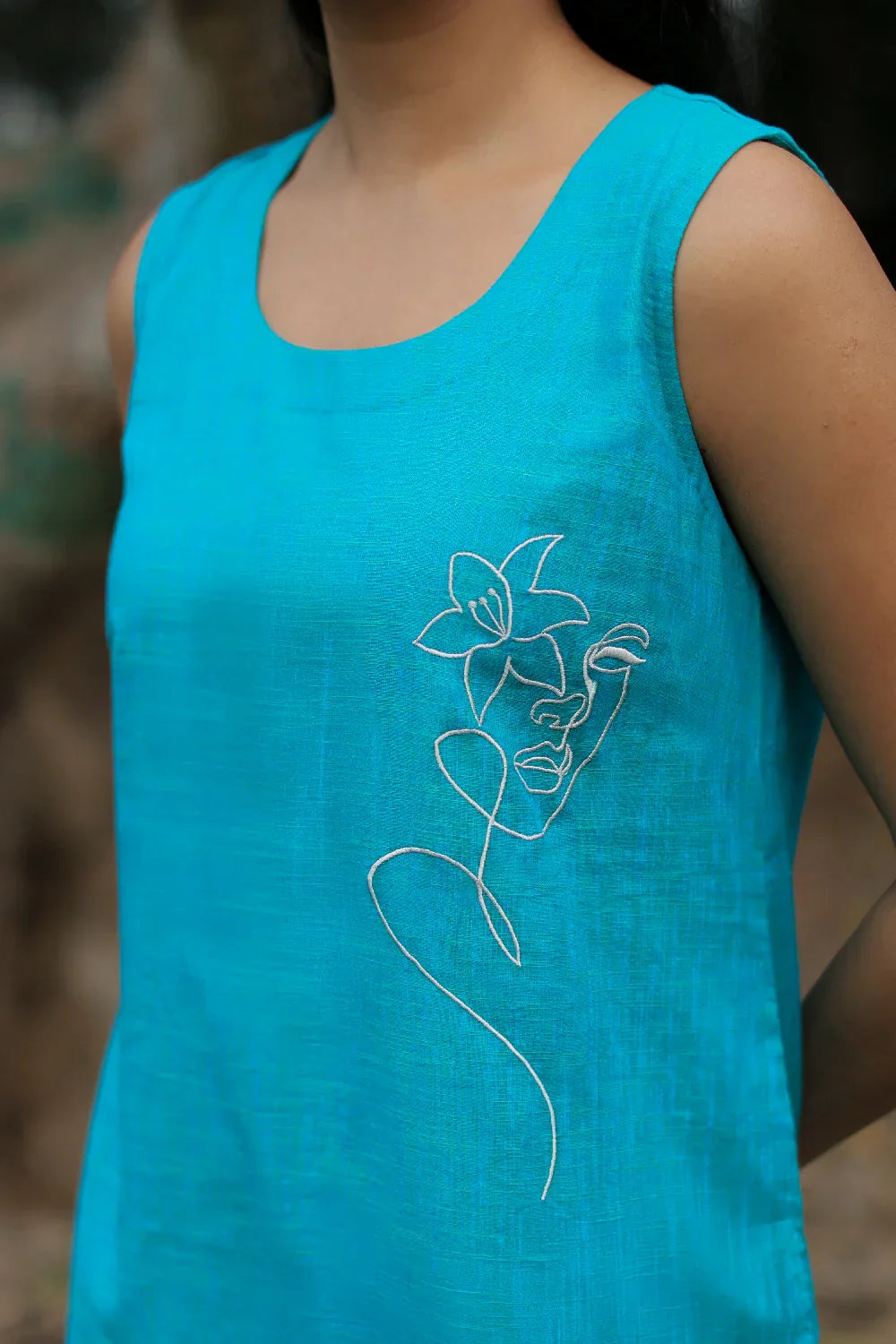 Turquoise Muse Cotton Dress | SHOBITAM
