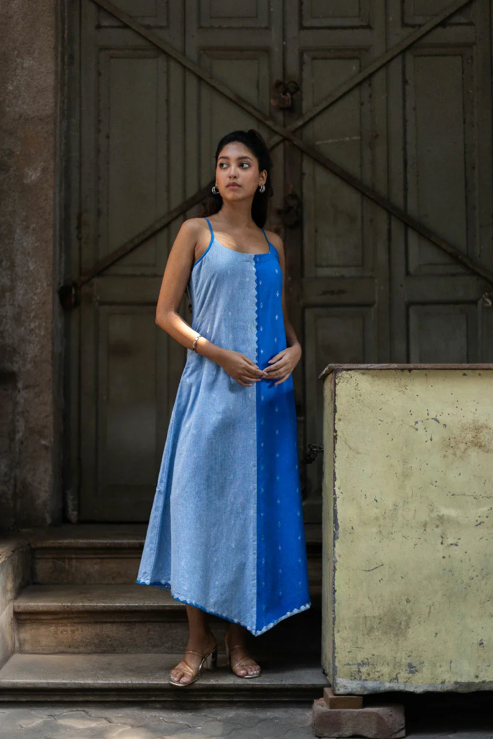 Blue Mirage South Cotton Dress | SHOBITAM