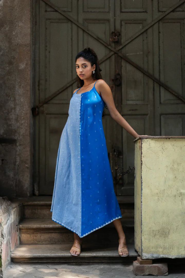 Blue Mirage South Cotton Dress | SHOBITAM