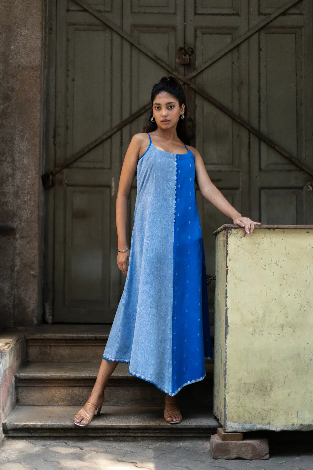 Blue Mirage South Cotton Dress | SHOBITAM