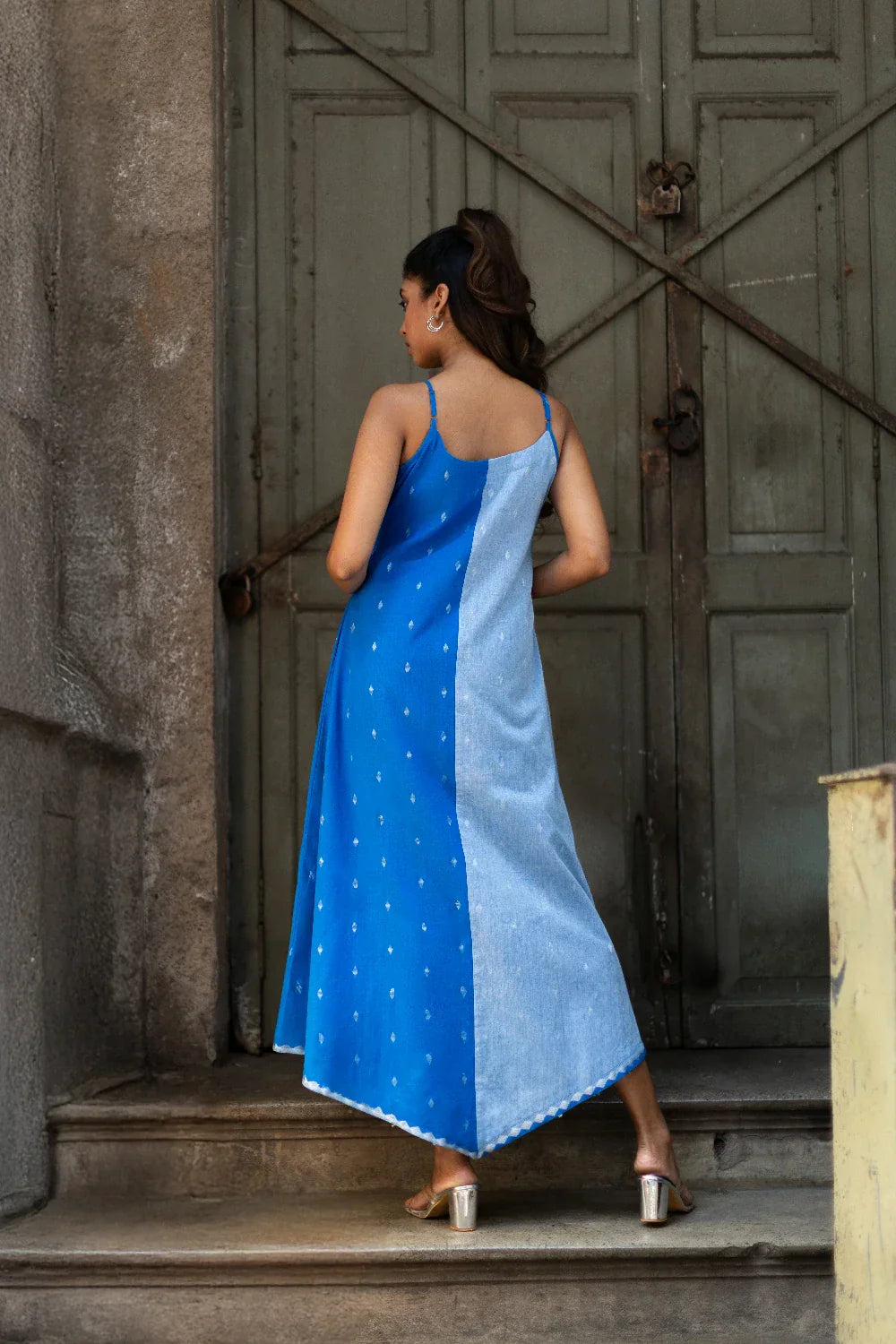 Blue Mirage South Cotton Dress | SHOBITAM