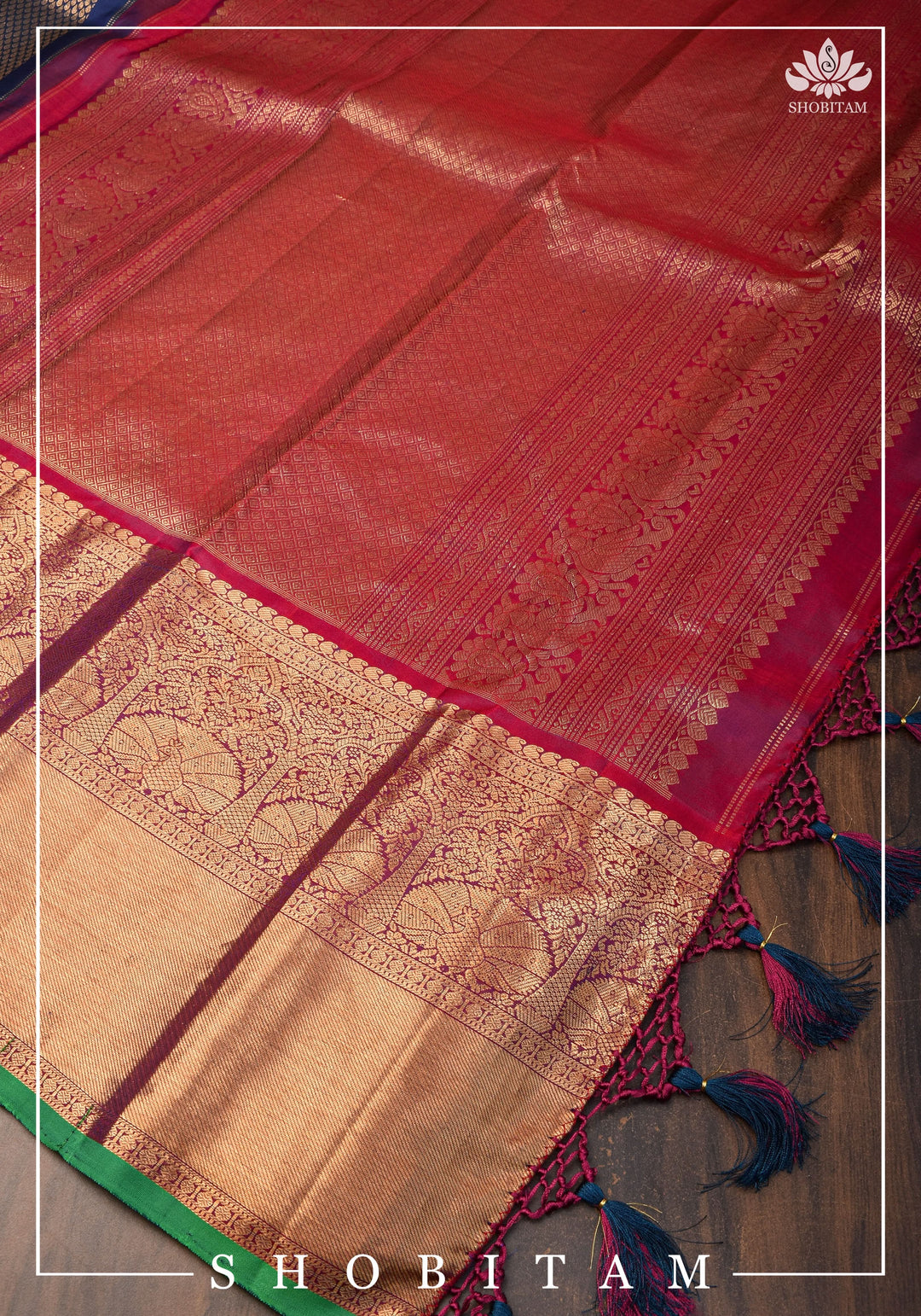 Exquisite Celebrity Special Brocade Gadwal Silk Saree in Prussian Blue gold with Wide Border | SILK MARK CERTIFIED