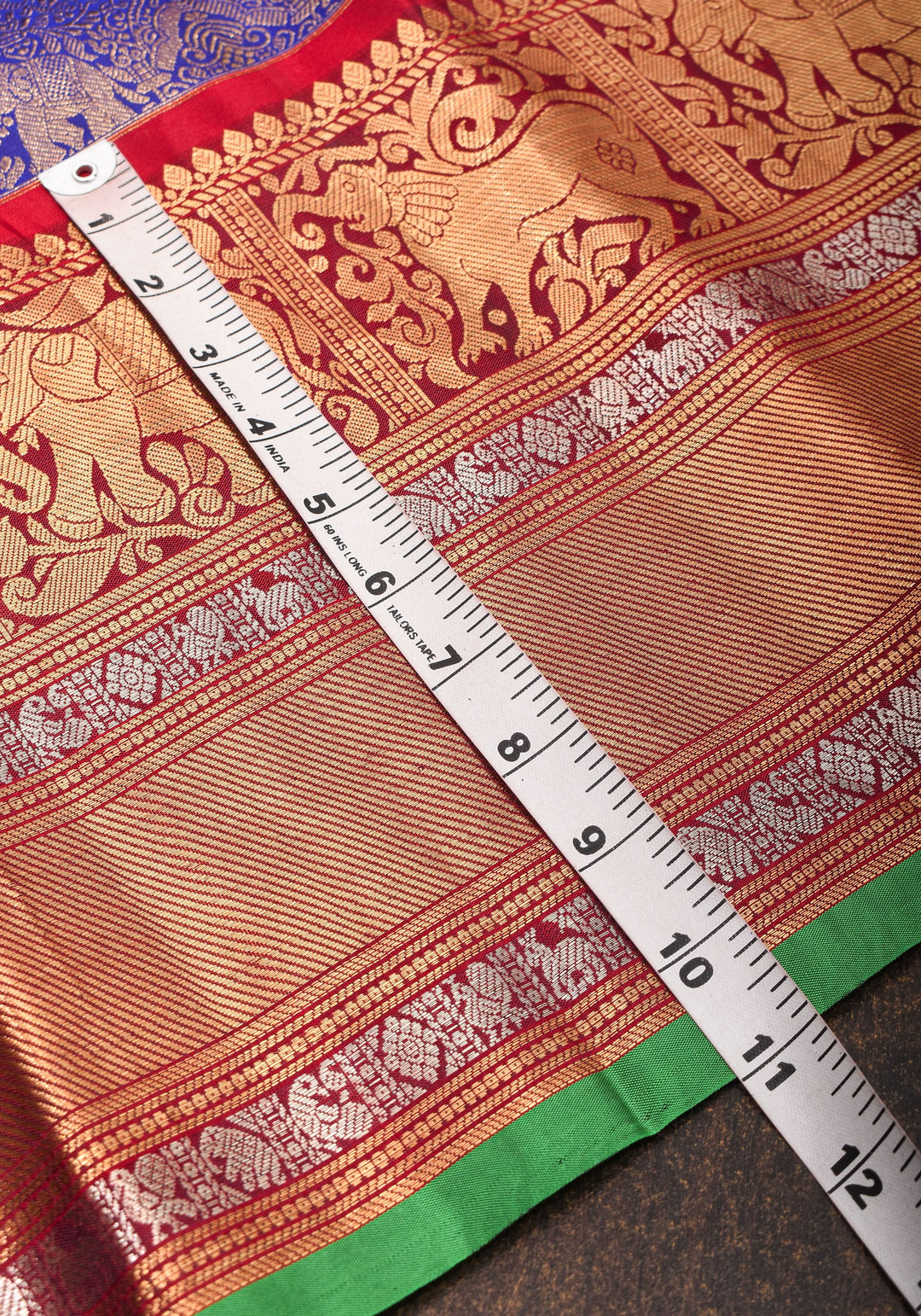 Exquisite Twin Elephant Brocade Gadwal Silk Saree in Blue with Meenakari Border and Grand Zari Pallu | SILK MARK CERTIFIED